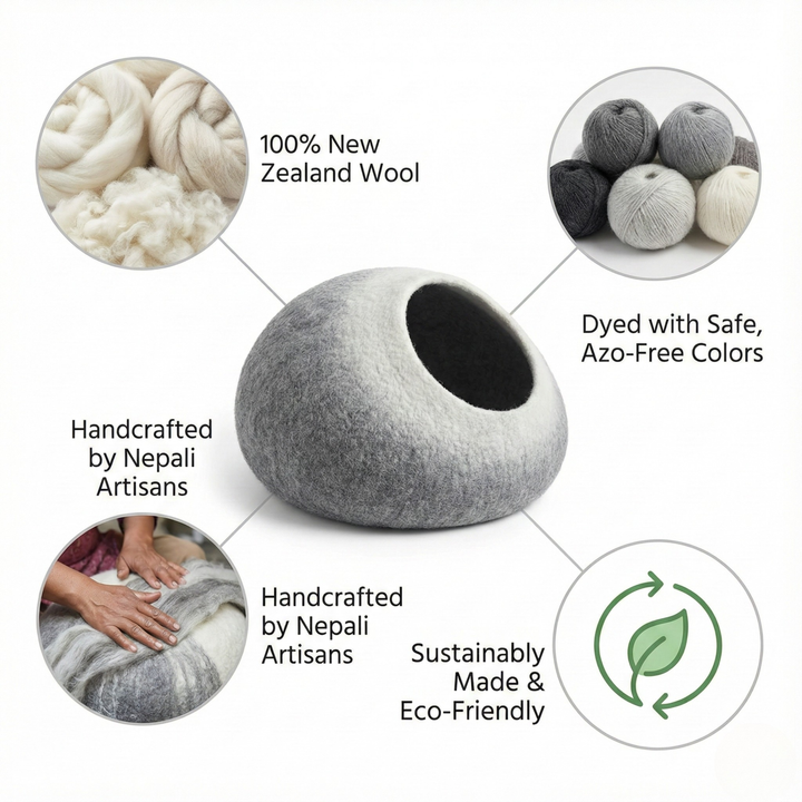 Two-Tone Gradient Wool Felt Cat Cave