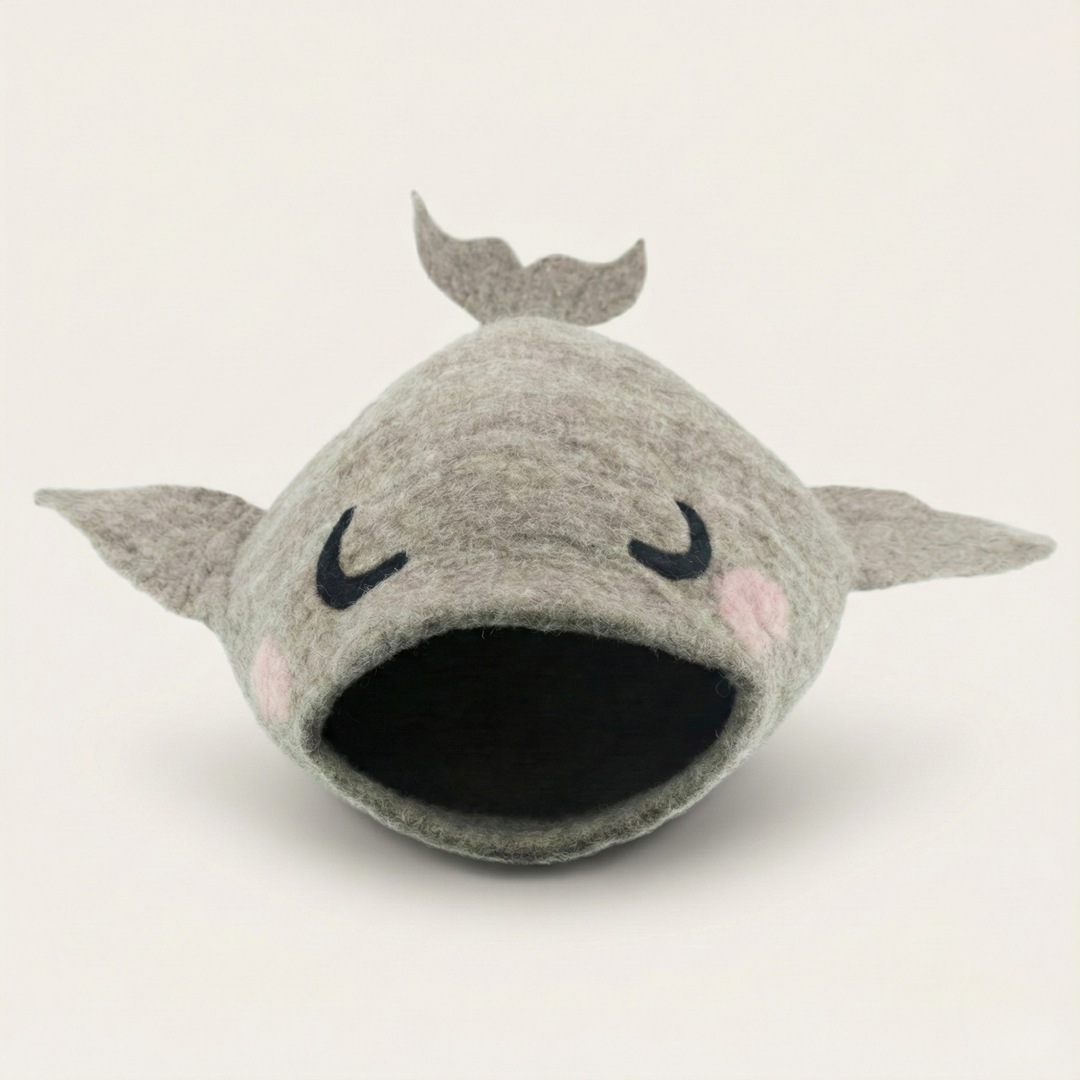 Whale Shaped Wool Felt Cat Cave