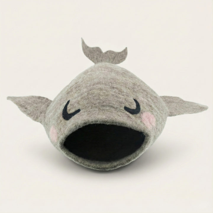 Whale Shaped Wool Felt Cat Cave