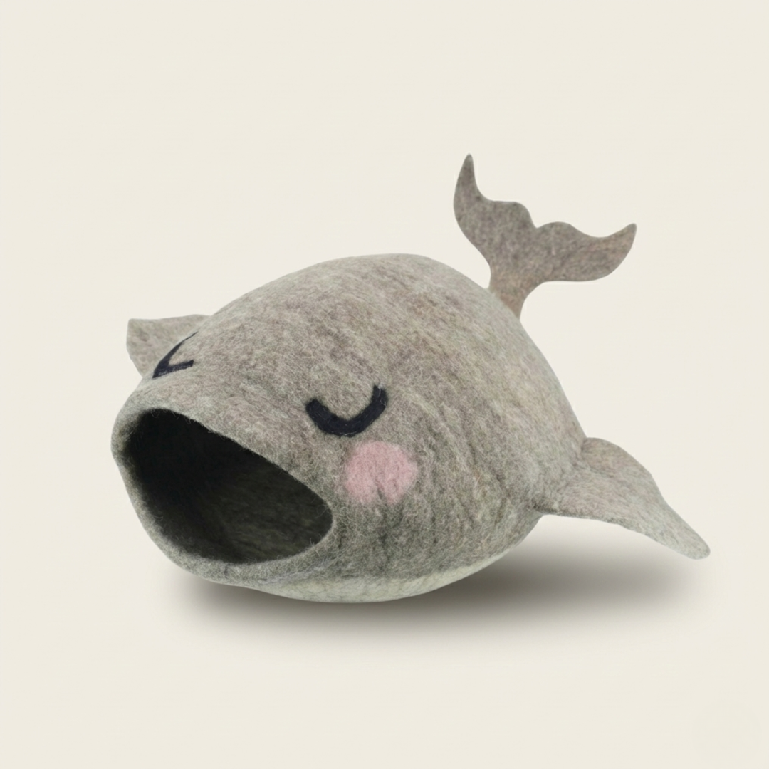 Whale Shaped Wool Felt Cat Cave