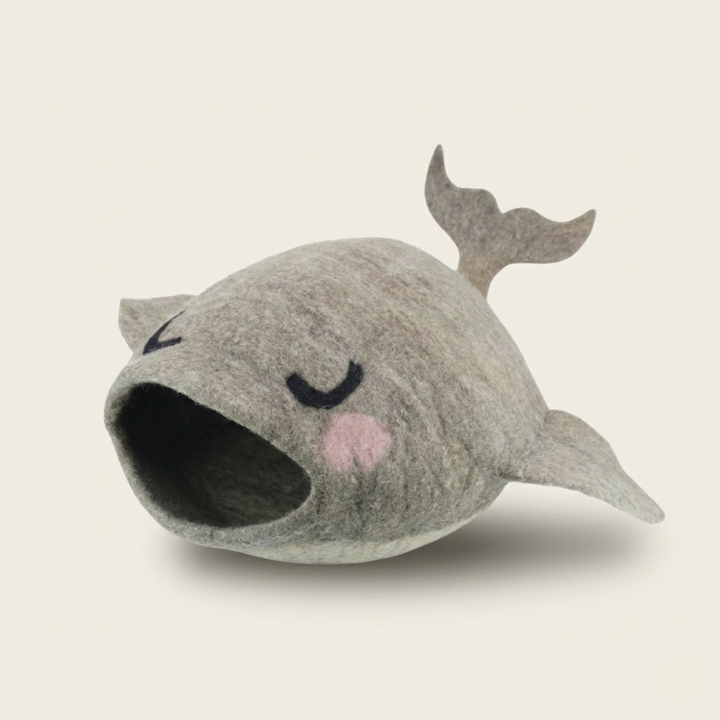 Whale Shaped Wool Felt Cat Cave