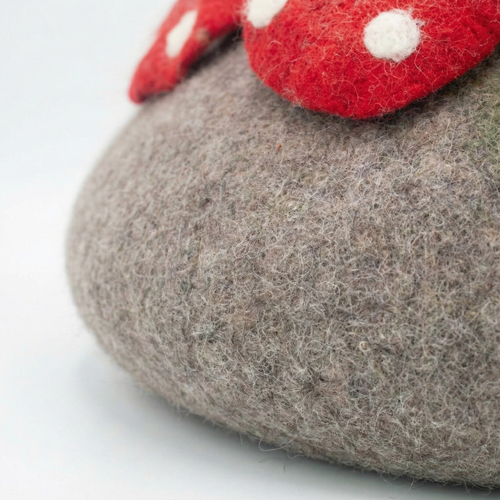 Wool Felt Cat Cave With Mini Mushrooms